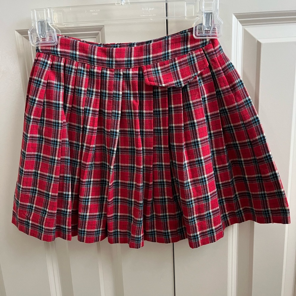 Zara Red Plaid Skater Skirt